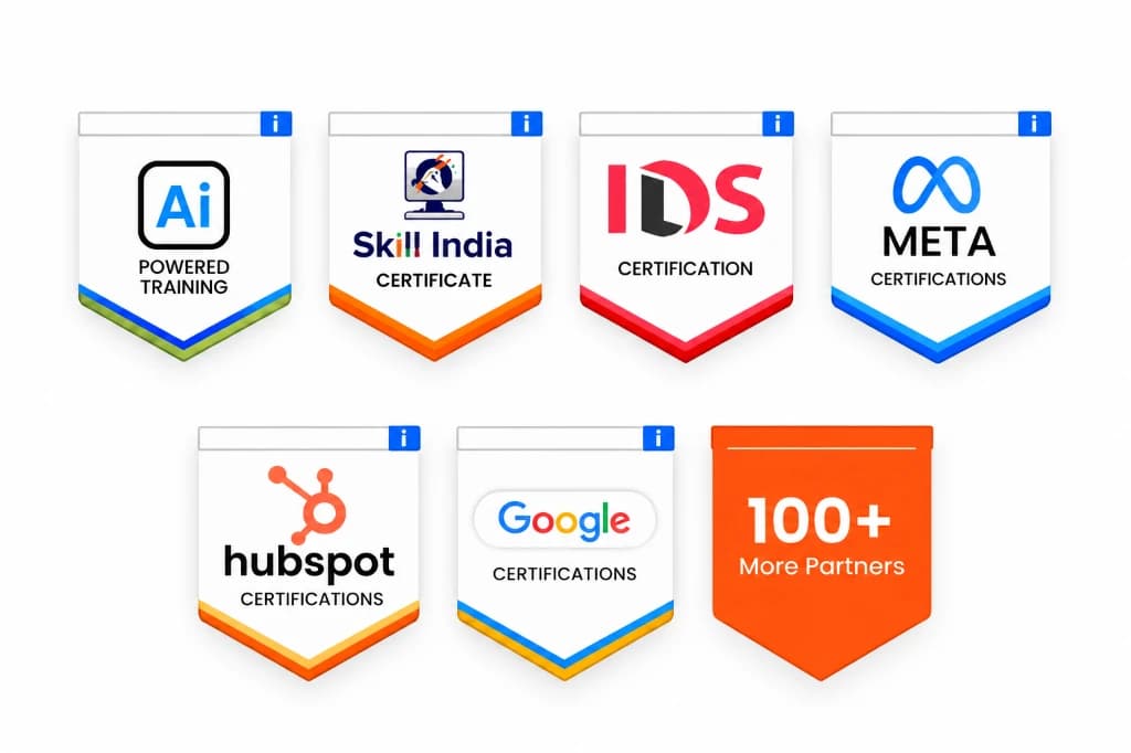 Certifications Recognized by AI Powered Training, Skill India, IDS, Meta, HubSpot, Google, and 100+ Partners